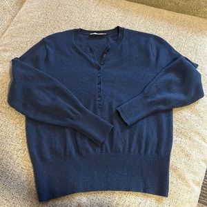 Everlane Cashmere Henley in Atlantic Blue - size Large